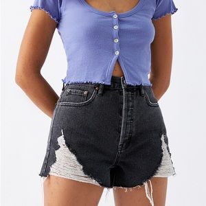 PacSun Black Ultra High Waisted Vintage Denim Shorts